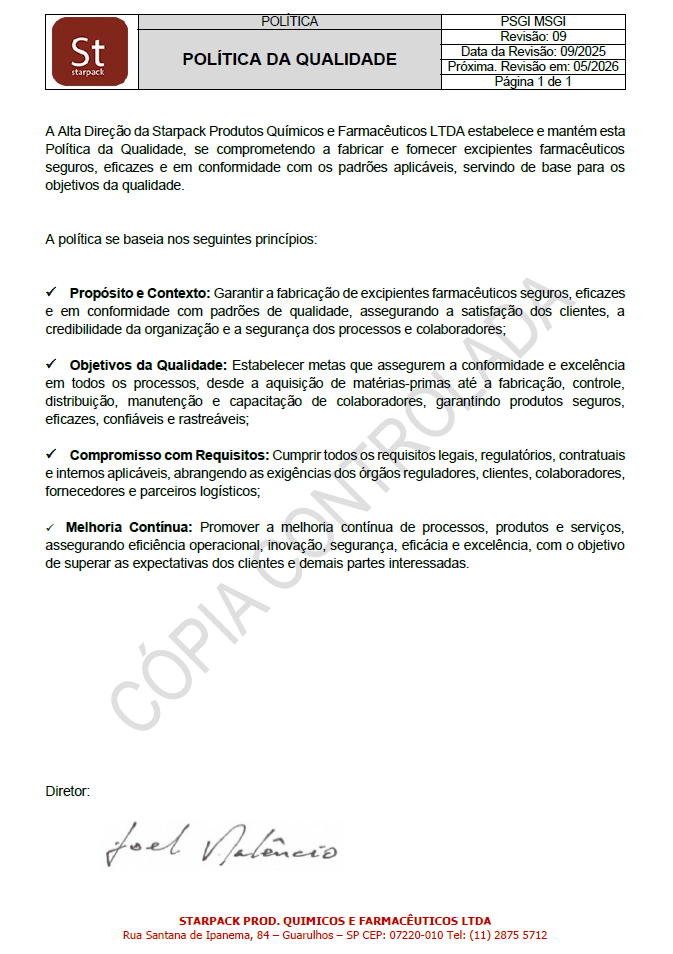 PSGI MSGI - Política da Gestão da Qualidade